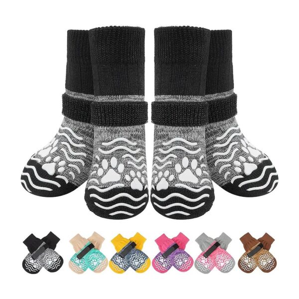 Soft Grey Anti Slip Dog Socks for Large Dogs with Good Traction and Paw Protection