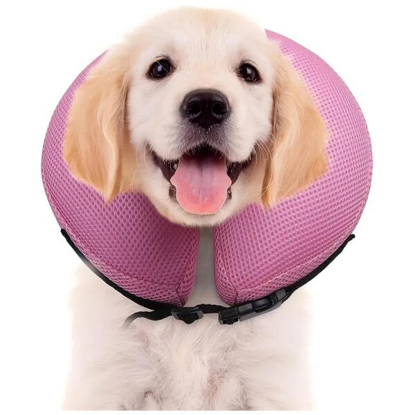 Soft Inflatable Dog Cone Collar for Large Medium Small Dogs Pink Adjustable Strap