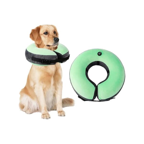 Soft Inflatable Dog Recovery Collar with Quick-Fill Air Valve and Washable Cover