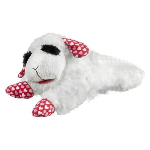 Soft Lamb Chop Plush Dog Toy with Heart Patterned Ears for Valentine's Day