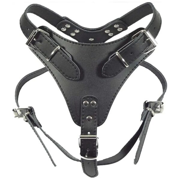 Soft Leather Black Medium Dog Harness for 21-30'' Pit Bull Mastiff Boxer Bull Terrier