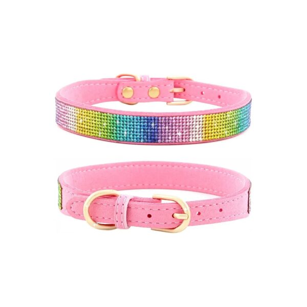 Soft Leather Rhinestone Dog Collar with Diamonds for Small to Large Dogs and Cats