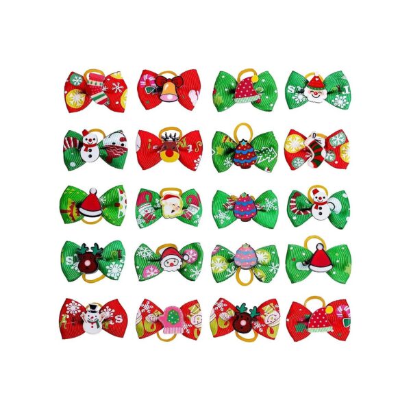 Soft Material Red and Green Christmas Dog Hair Bows for Pets