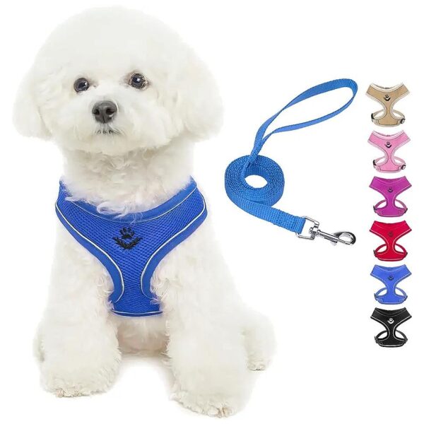 Soft Mesh Dog Harness with Leash Reflective Vest for Small Medium Dogs Outdoor Walking