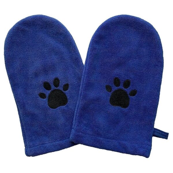 Soft Microfiber Pet Mitts for Paw Cleaning and Drying in Cobalt Blue - 2 Pack