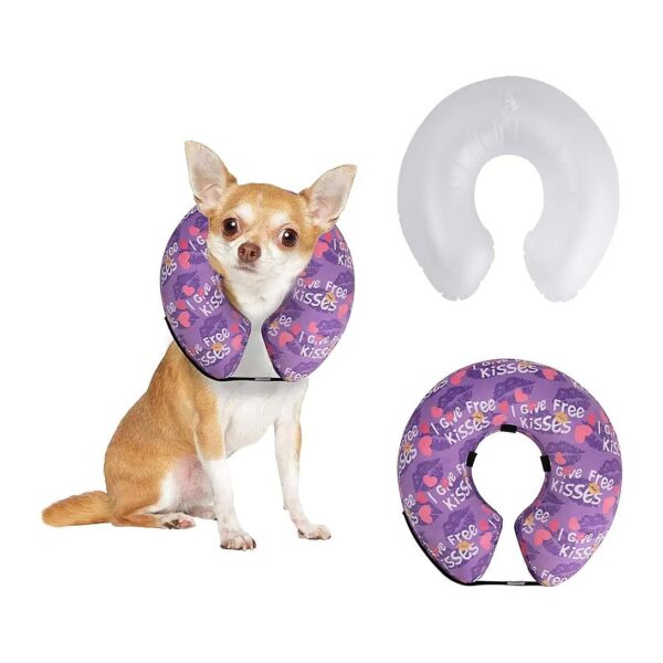 Soft Minky Inflatable Dog Collar with Removable Covers for Post Surgery Recovery