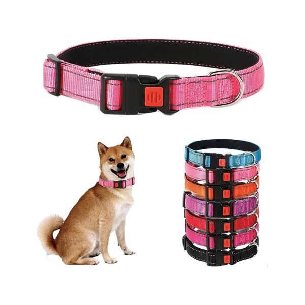 Soft Neoprene Dog Collars with Reflective Threads for Small to Large Dogs