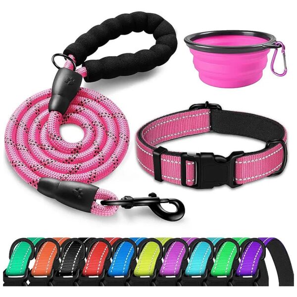 Soft Neoprene Padded Dog Collar with Reflective Threads for Small Medium Large Dogs