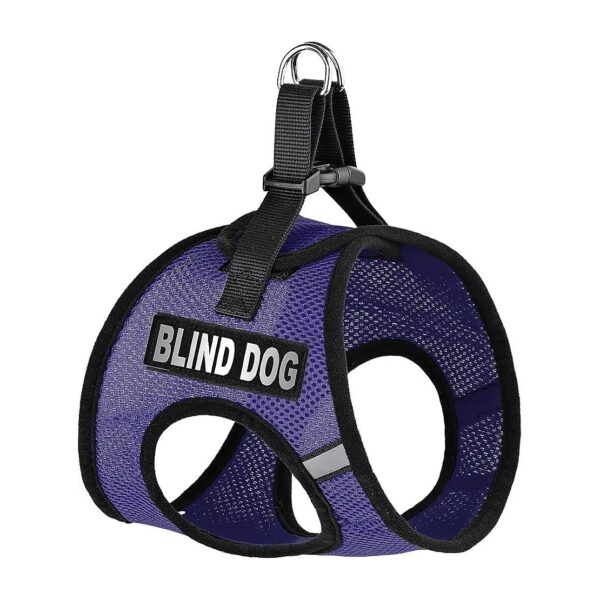 Soft No-Choke Purple Puppy Harness for Small Medium Large Dogs with Blind Dog Patches