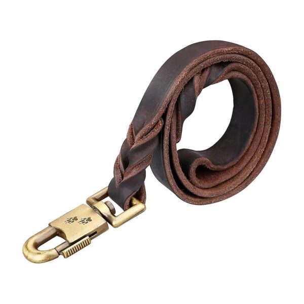 Soft Oily Genuine Leather Dog Training Leash 3ft Long for Medium and Large Dogs