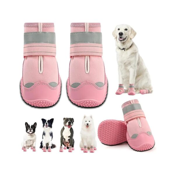 Soft Padded Dog Boots for 52-68 lb Large Dogs with Adjustable Straps