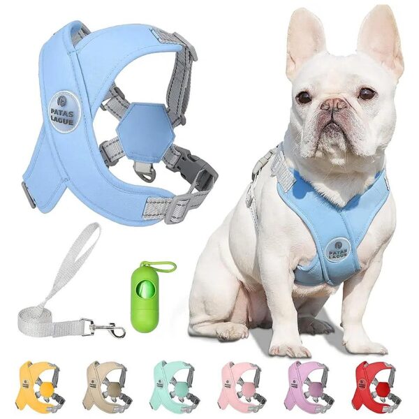 Soft Padded Dog Harness with Adjustable Leash and Reflective Strips for Small Dogs