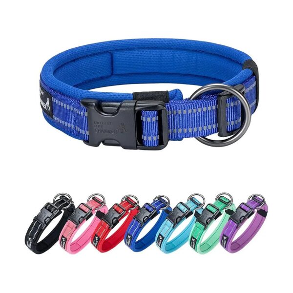 Soft Padded Reflective Dog Collar for Boy Girl Male Female Dogs with Quick Buckle