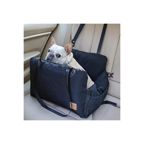 Soft Pet Car Seat Bed with Removable Airbag Design and Storage Pocket