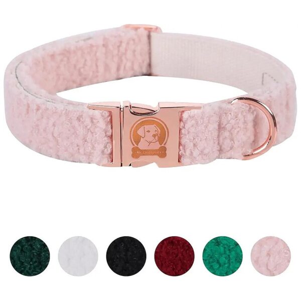 Soft Pink Fleece Dog Collar for Small Medium Large Dogs with Adjustable Straps