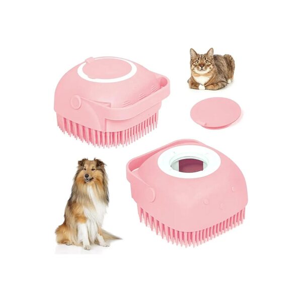 Soft Pink Silicone Pet Massage Brush for Dogs, Cats, and Other Small Animals