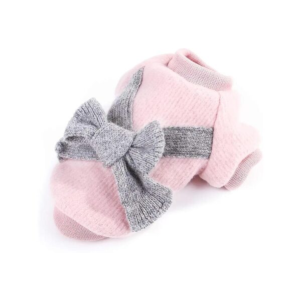 Soft Pink Small Dog Coat for Chihuahua Yorkshire Puppies with Hoodie and Adjustable Bow