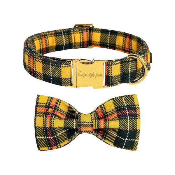 Soft Plaid Cotton Dog Collar with Adjustable Size and Removable Tie for Dogs of All Sizes