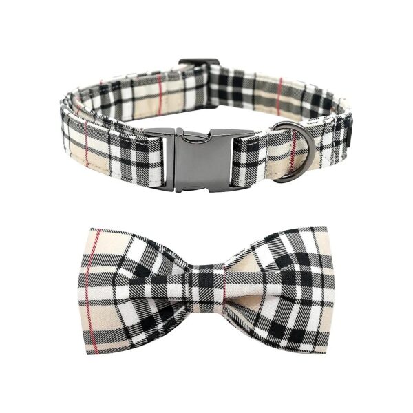 Soft Plaid Dog Collar with Adjustable Metal Buckle for Medium Dogs