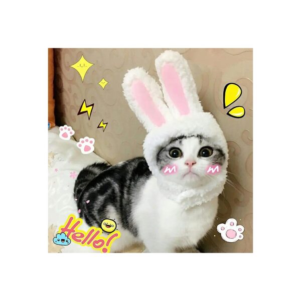 Soft Plush Bunny Hat with Ears for Small Cats and Dogs Party Costume Accessory