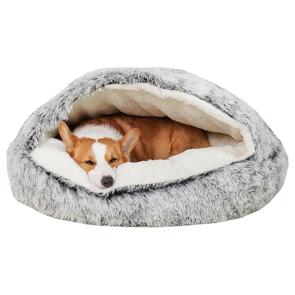 Soft Plush Calming Dog Bed with Non-Slip Bottom for Medium to Large Pets Up to 35 Pounds