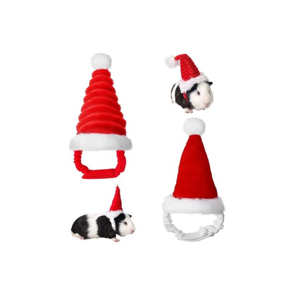 Soft Plush Santa Claus Hats for Small Pets Adjustable Elastic Band Christmas Decorations