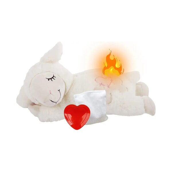 Soft Plush Sheep Toy with Realistic Heartbeat and Warmth for Calming Pups