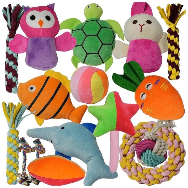 Soft Plush and Ropes Dog Toys for Puppies and Small Medium