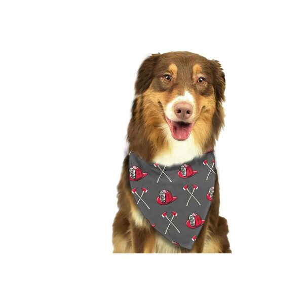 Soft Polyester Dark Grey Firefighter Helmet Axe Bandana for Small to Large Dogs and Cats