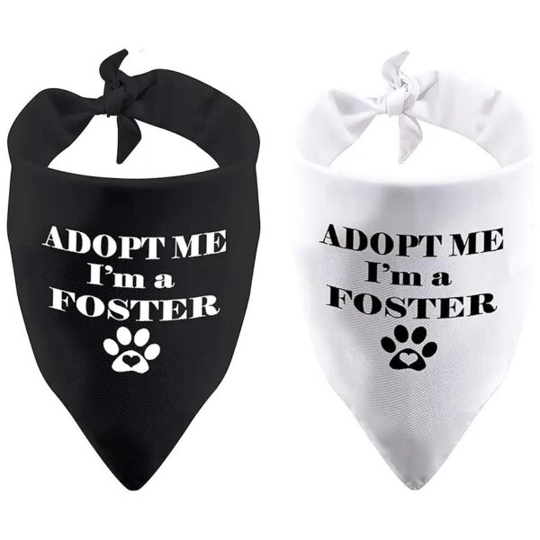 Soft Polyester Fiber Dog Bandana for Foster Pups - 2 Pack Adopt Me Design