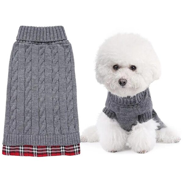 Soft Puppy Knitwear for Small Dogs and Cats - Warm Grey Turtleneck Sweatshirt for Winter