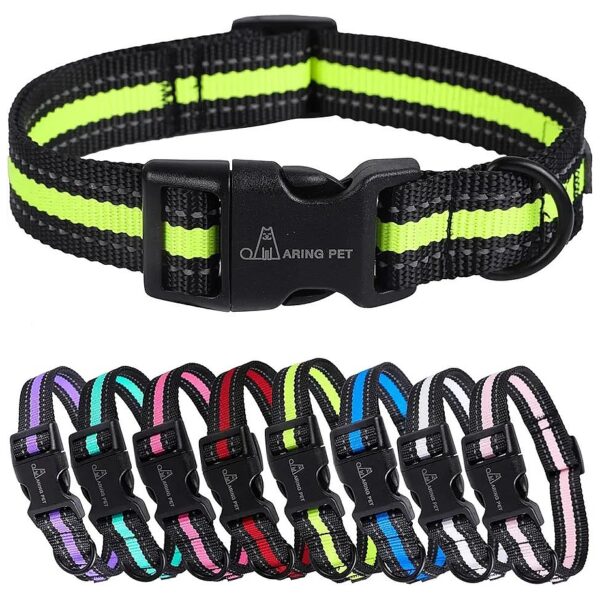 Soft Reflective Nylon Dog Collar with Quick Release Buckle for Small Dogs