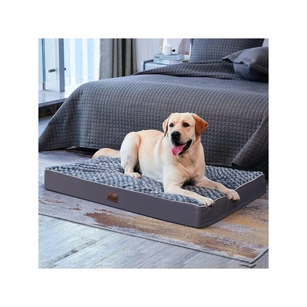 Soft Rose Plush Washable Dog Bed with Waterproof Liner for Large Dogs