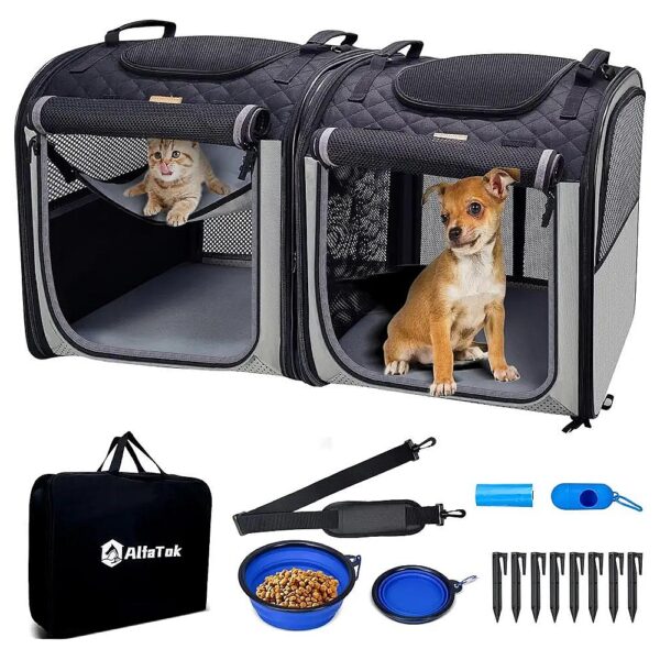 Soft Sided Cat Carrier for Large Medium or 2 Small Cats with Detachable Compartment