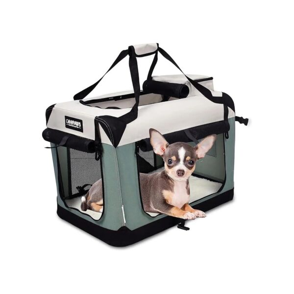 Soft Sided Folding Travel Pet Carrier with Fleece Mat for Large Dogs up to 25 lbs