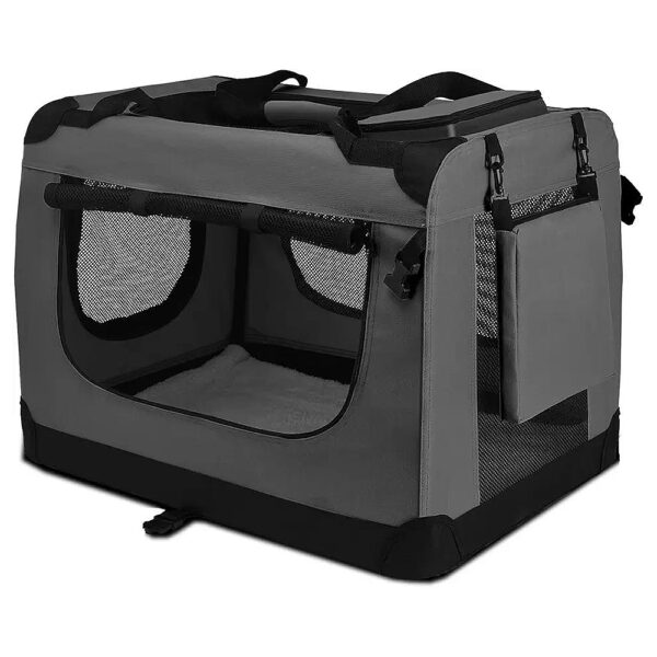 Soft Sided Pet Carrier for Small Animals Dark Grey Travel Solution