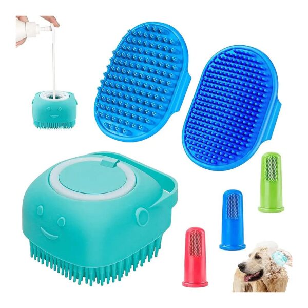 Soft Silicone Pet Bath Brushes for Short Long Hair Bathing Adjustable Handle