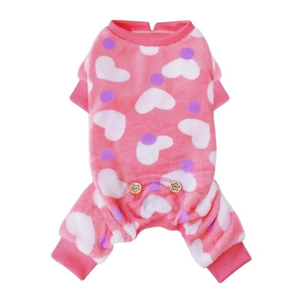 Soft Stretchable Velvet Heart Pattern Dog Pajamas for Small Dogs Medium Size 10-15 Pounds