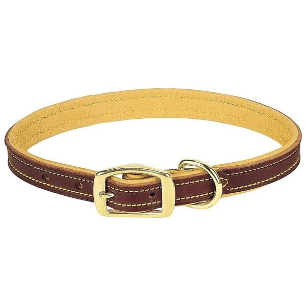 Soft, Supple Leather Dog Collar with Saddle Tan Deerskin Lining Brown