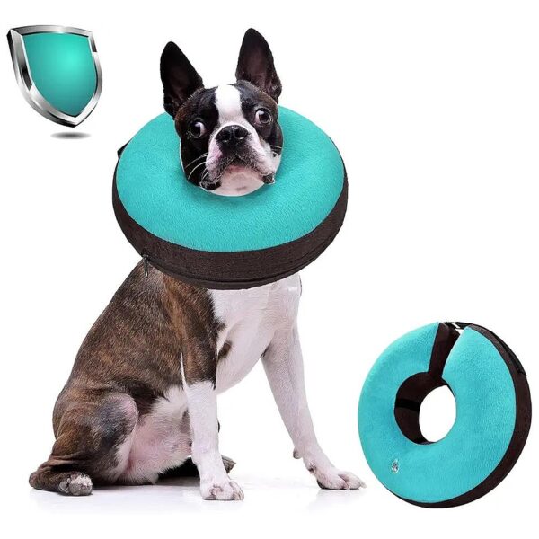 Soft Teal Inflatable Recovery Collar for Dogs After Surgery