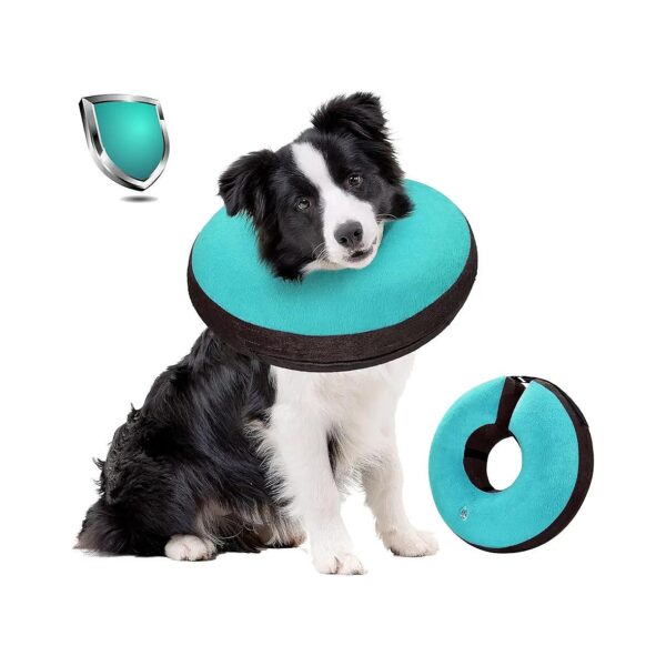 Soft Teal Inflatable Recovery Collar for Large Dogs Cats Post-Surgery Healing