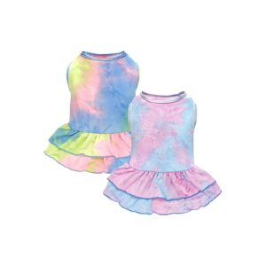 Soft Tie Dye Dog Dresses for Small to Medium Sized Dogs Chest to 16