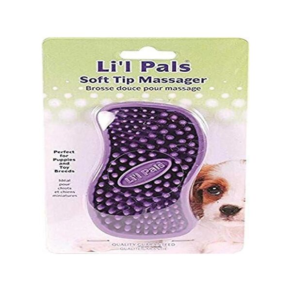 Soft Tip Massager Brush for Small Breed Dogs Works on Wet or Dry Coats