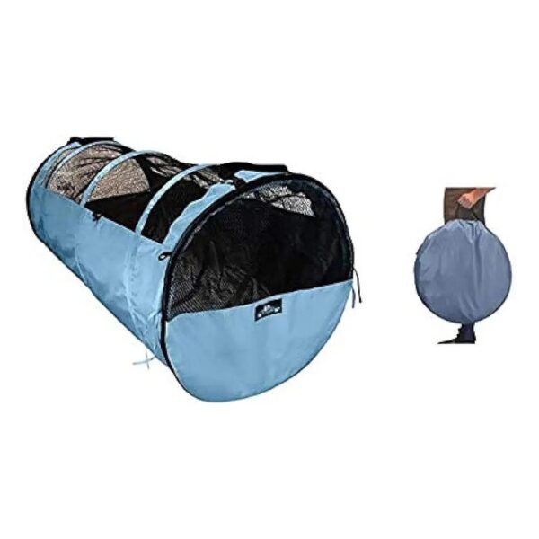 Soft Travel Crate for Pets, Large Kennel with Storage Bag, 47L x 24H Grey Color