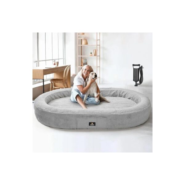 Soft Velvet Inflatable Bean Bag Bed for Adults, Kids, and Pets