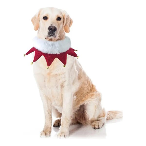 Soft Velvet Knitted Christmas Pet Costume with Faux Fur Collar for Large Animals