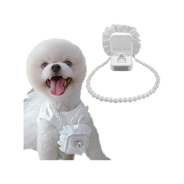 Soft Velvet Pet Wedding Collar with Ring Box for Dog Cat Proposal Ceremony