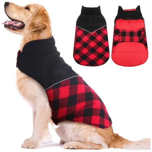 Soft Warm Plaid Dog Winter Coat for Small Medium and Large Dogs