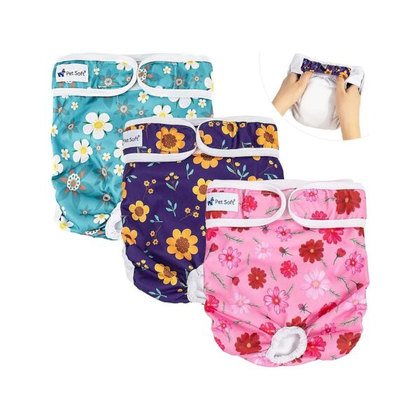 Soft Washable Female Dog Diapers for Small Puppies with Quick Absorb and Leak-Proof