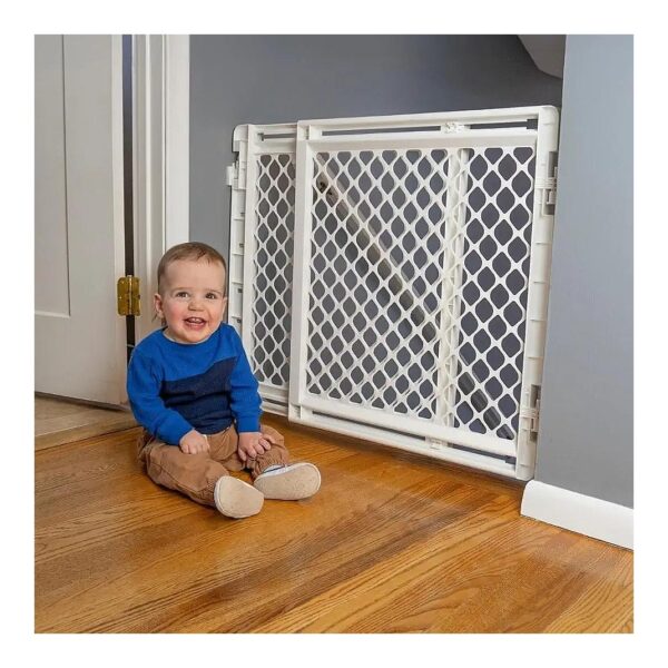 Soft White Hardware Mounted Baby Gate for Doorways and Stairways 27 Tall